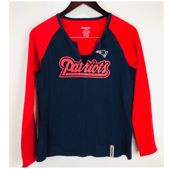 NFL Patriots Raglan long Sleeve Tshirt Sz L Reebok - Picture 3 of 8